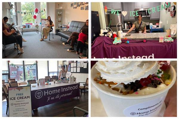 Home Instead Brantford Care Professionals offering ice cream during appreciation visits.