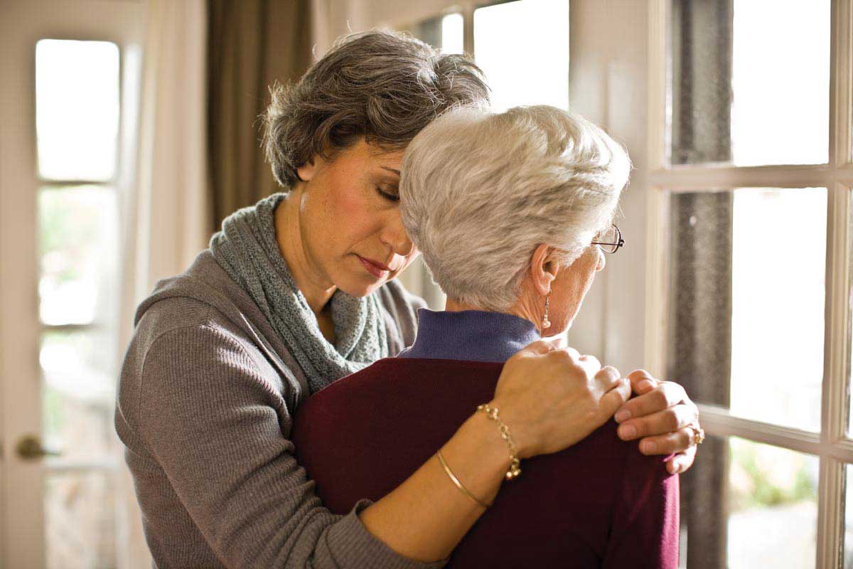 Stressed daughter worried about her mother